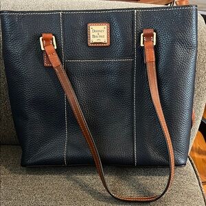 Dooney & Bourke dark blue  Tote with Brown Straps